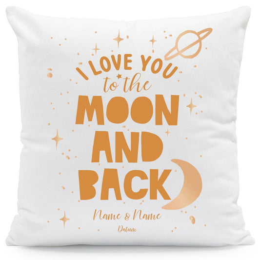 Bedrucktes Kissen mit Motiv "I love you to the Moon and back"
