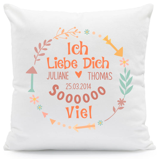 Bedrucktes Kissen mit Motiv "Ich Liebe Dich Soooo"