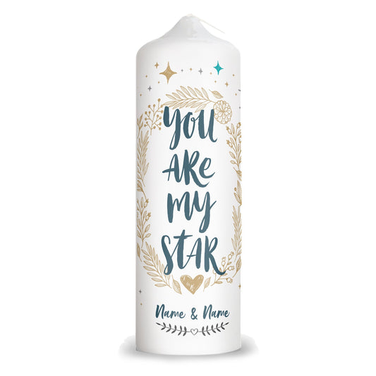 Große Kerze "You are my Star" mit Namen für Paare