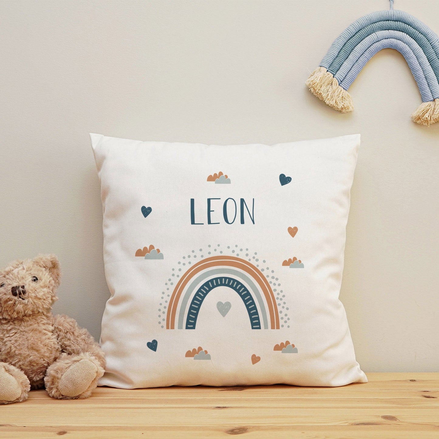 Bedrucktes Kissen mit Motiv "Regenbogen"