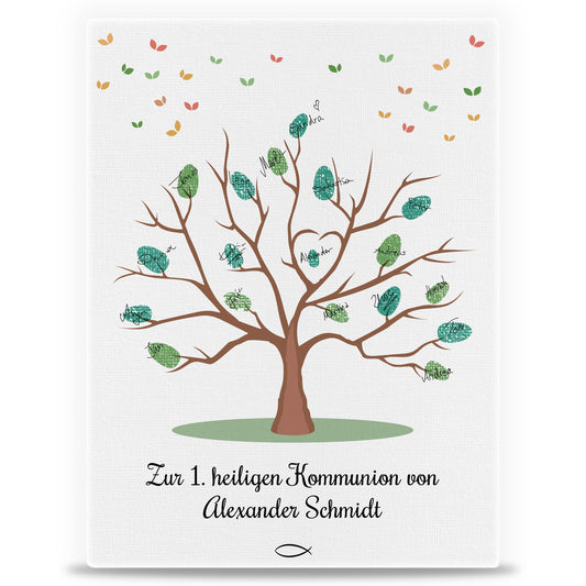 Leinwand als Gästebuch zur Kommunion