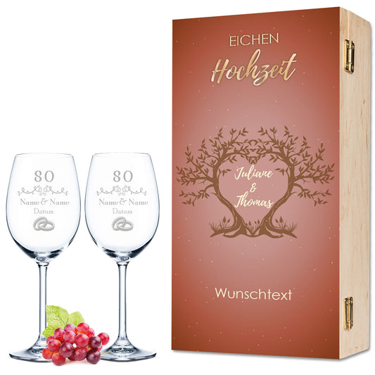 Leonardo Weingläser im "Eichenhochzeit - 80 Jahre" Design als Set