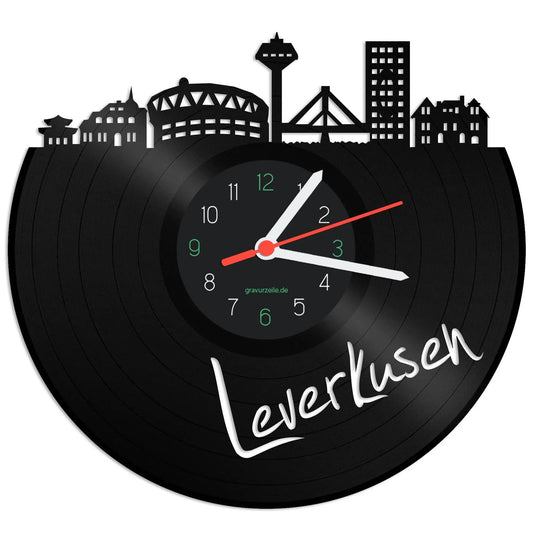 Wanduhr aus Vinyl Skyline Leverkusen