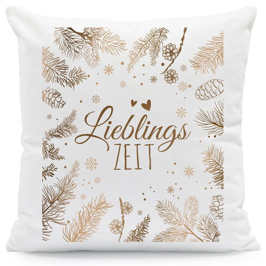 Kissen mit Weihnachtsmotiv - Lieblingszeit - Weihnachtsdeko - Geschenke für Frauen & Männer