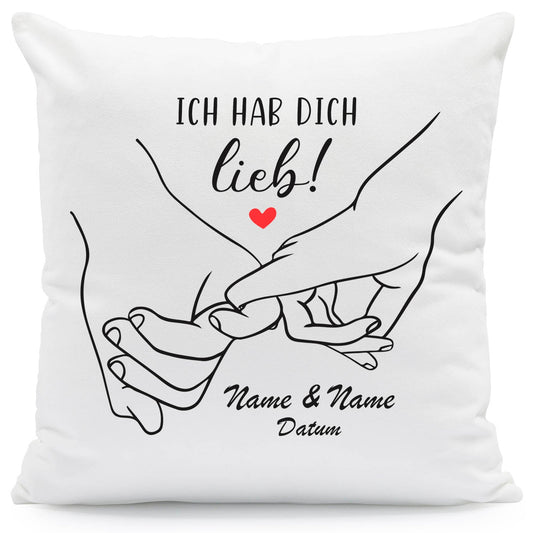Bedrucktes Kissen mit Motiv "Love Hands"