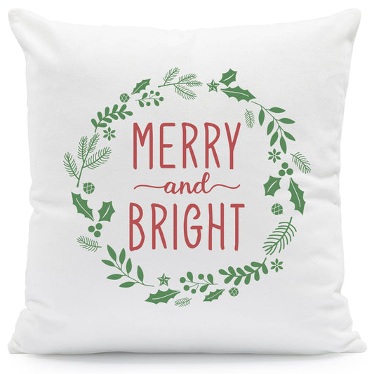 Kissen mit Weihnachtsmotiv - Merry and Bright - Weihnachtsdeko - Geschenke für Frauen & Männer