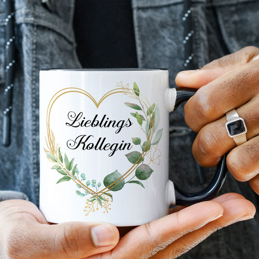 Bedruckte Tasse mit Spruch Lieblingskollegin