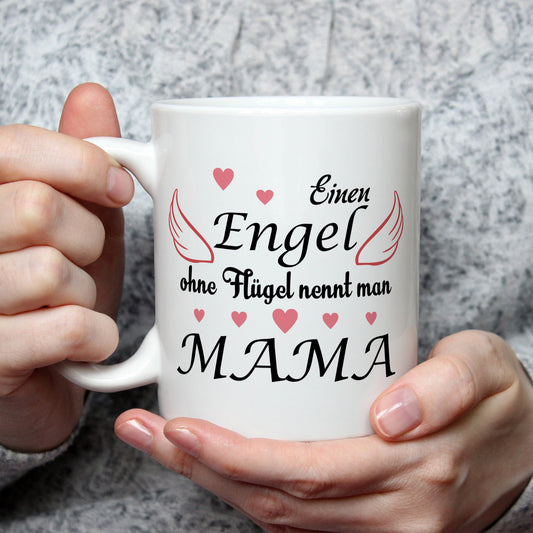 Bedruckte Tasse mit Spruch Engel ohne Flügel