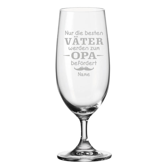 Leonardo Bierglas mit Gravur "Nur die besten Väter werden zum Opa befördert" mit Namen