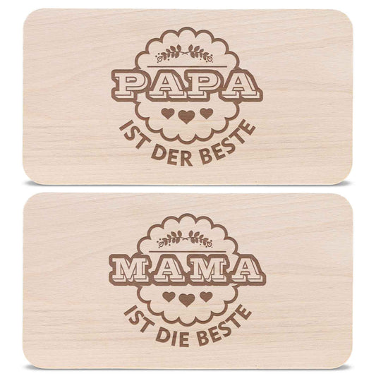 Frühstücksbrettchen Mama + Papa sind die Besten im Set