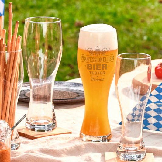 Leonardo Weizenglas "Professioneller Biertester" mit Namen