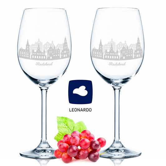 Leonardo Weingläser mit Skyline Radebeul Gravur im Set