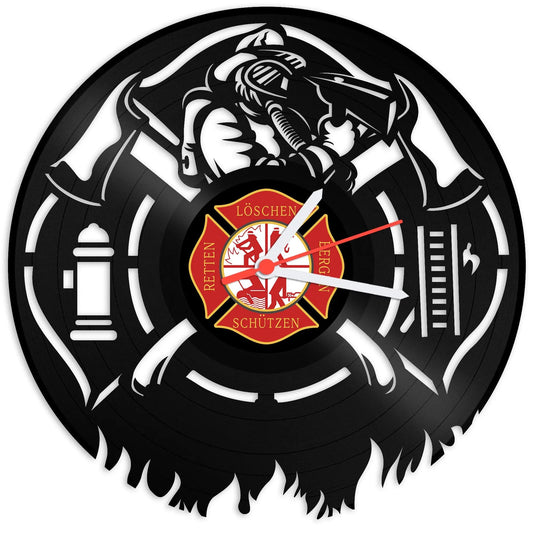 Wanduhr aus Vinyl Feuerwehr