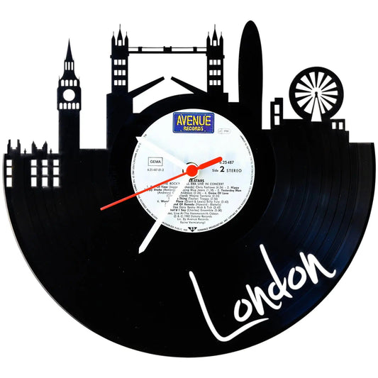Wanduhr aus Vinyl Skyline London