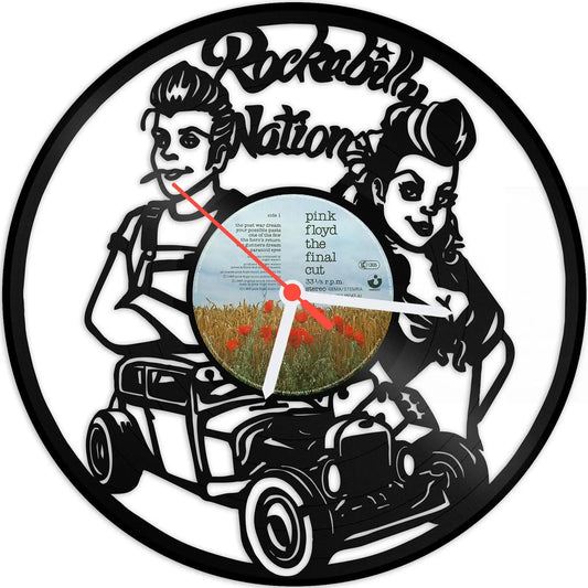 Wanduhr aus Vinyl Rockabilly