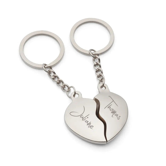 Schlüsselanhänger Broken Heart in Silber mit Gravur