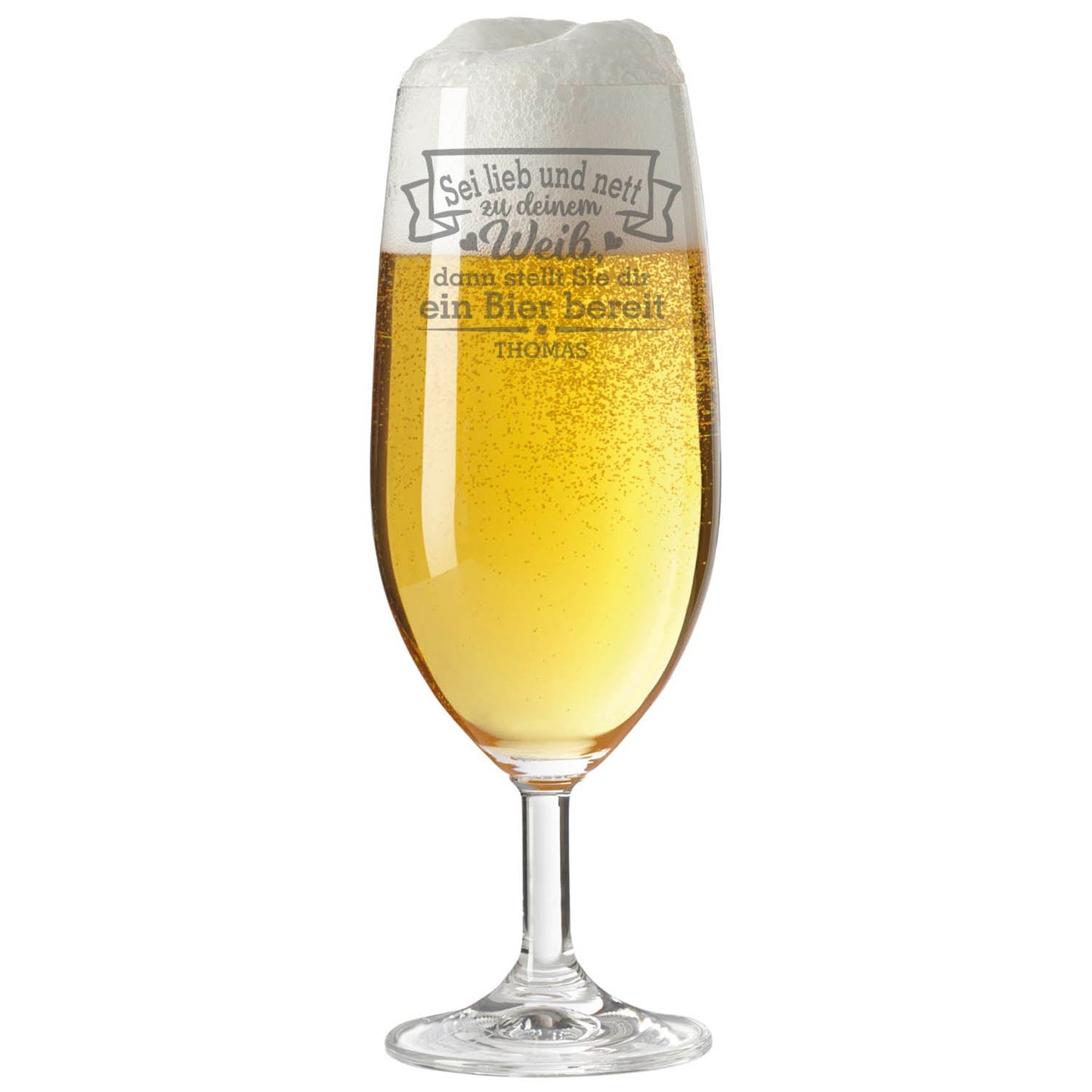 Leonardo Bierglas mit Gravur "Sei lieb und nett zu deinem Weib" mit Namen