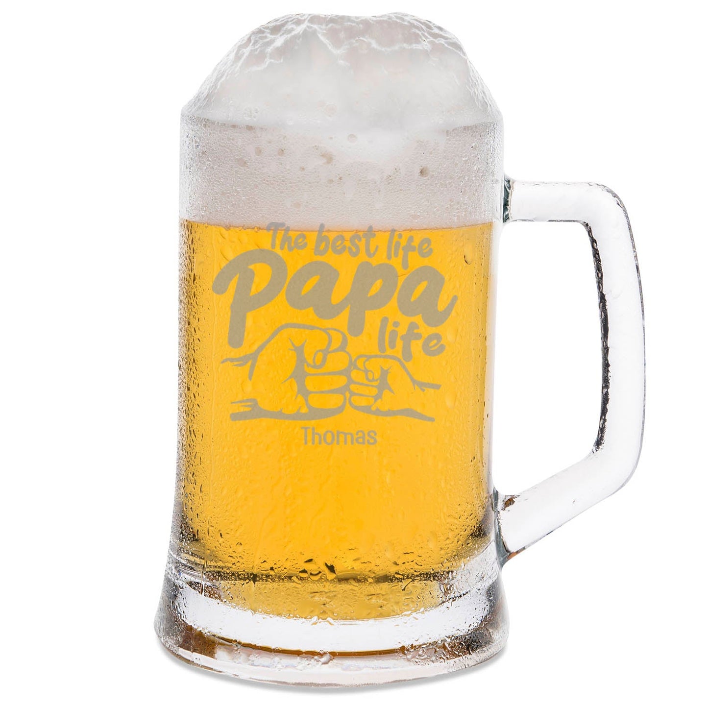 Montana Bierkrug mit Gravur "The best life Papa life" mit Namen
