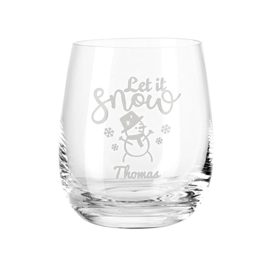 Teelicht mit Gravur - Weihnachtsdeko - Let it snow - Personalisiert mit Name