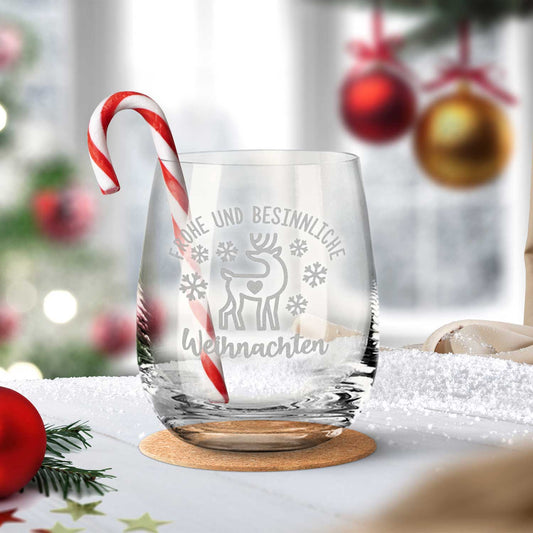 Teelicht mit Gravur - Weihnachtsdeko - Frohe und besinnliche Weihnachten