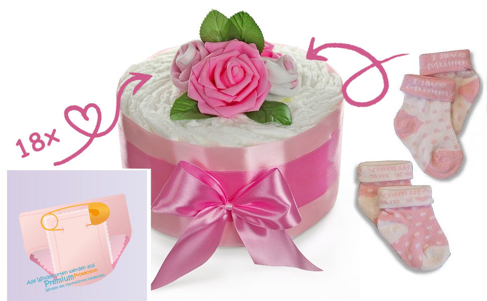 Windeltorte Rosenblüte | rosa