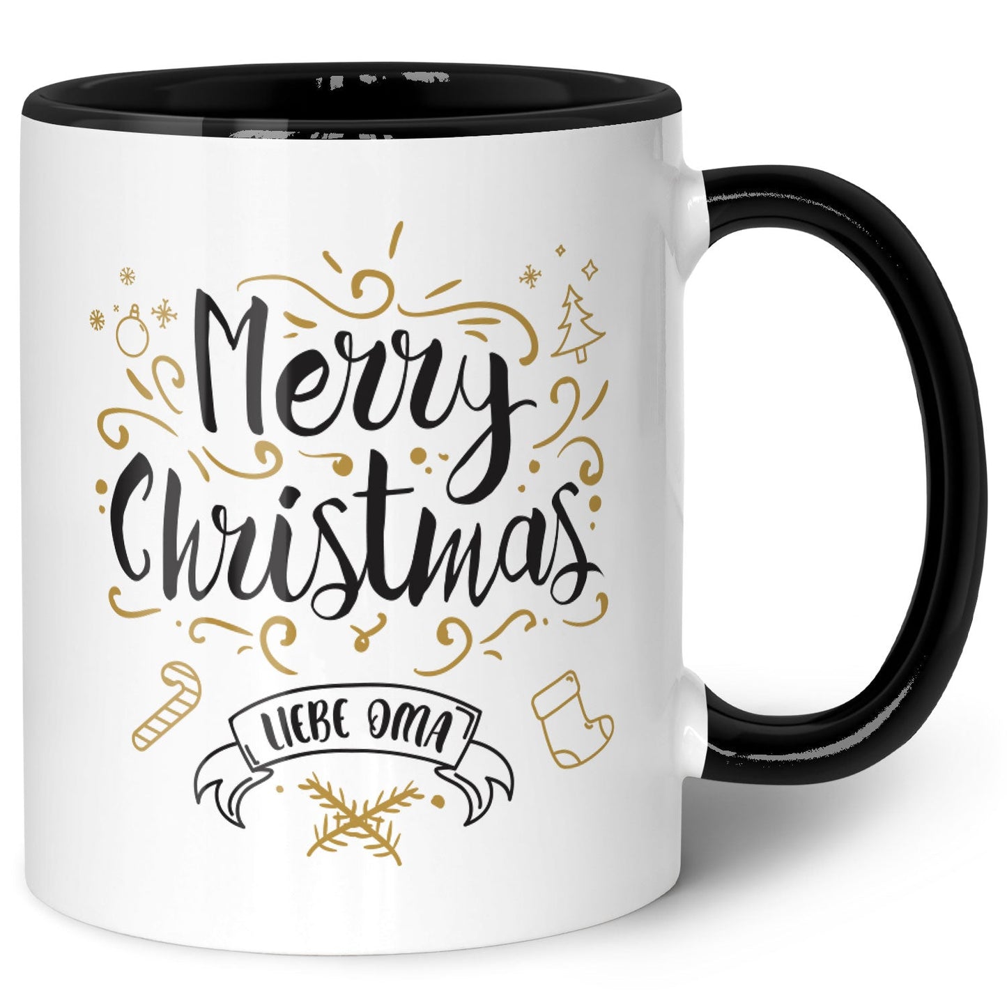 Bedruckte Tasse mit Weihnachtsmotiv im Merry Christmas Liebe Oma Design
