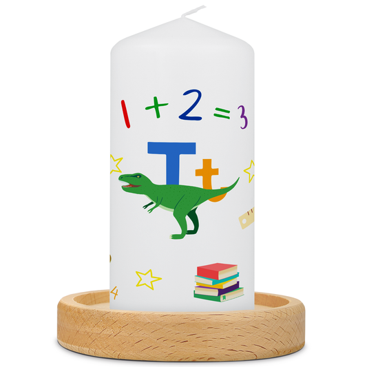 Kleine Kerze "Dino ABC" zur Einschulung