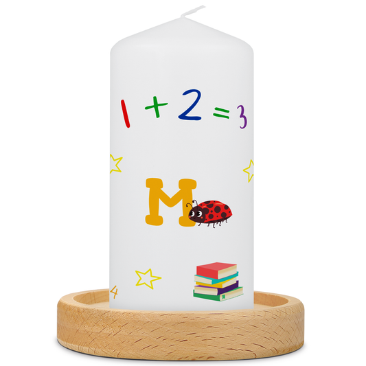 Kleine Kerze "Käfer ABC" zur Einschulung