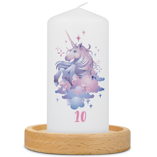 Kleine Geburtstagskerze "Magisches Einhorn" mit Alter