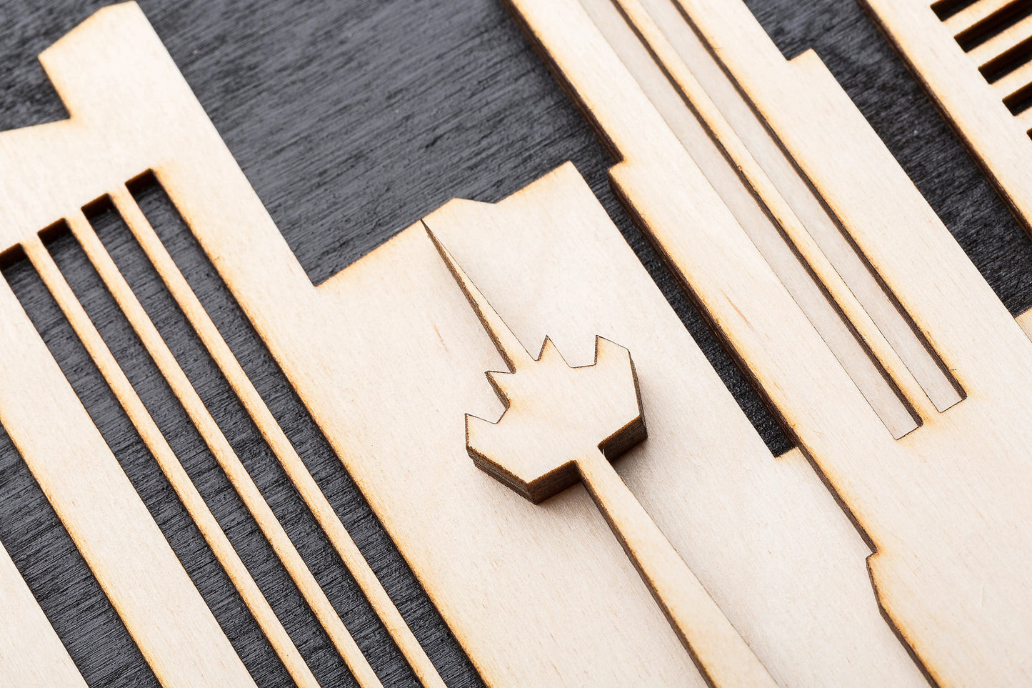 3D Wandbild aus Holz Skyline Hamburg 2017