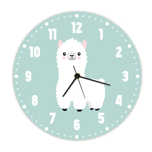 Wanduhr für Kinder im Lama Design - mit UV Druck