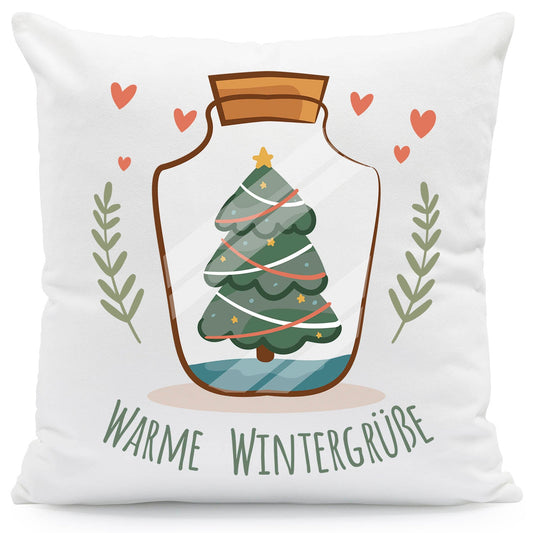 Kissen mit Weihnachtsmotiv - Warme Wintergrüße - Weihnachtsdeko - Für Frauen & Männer