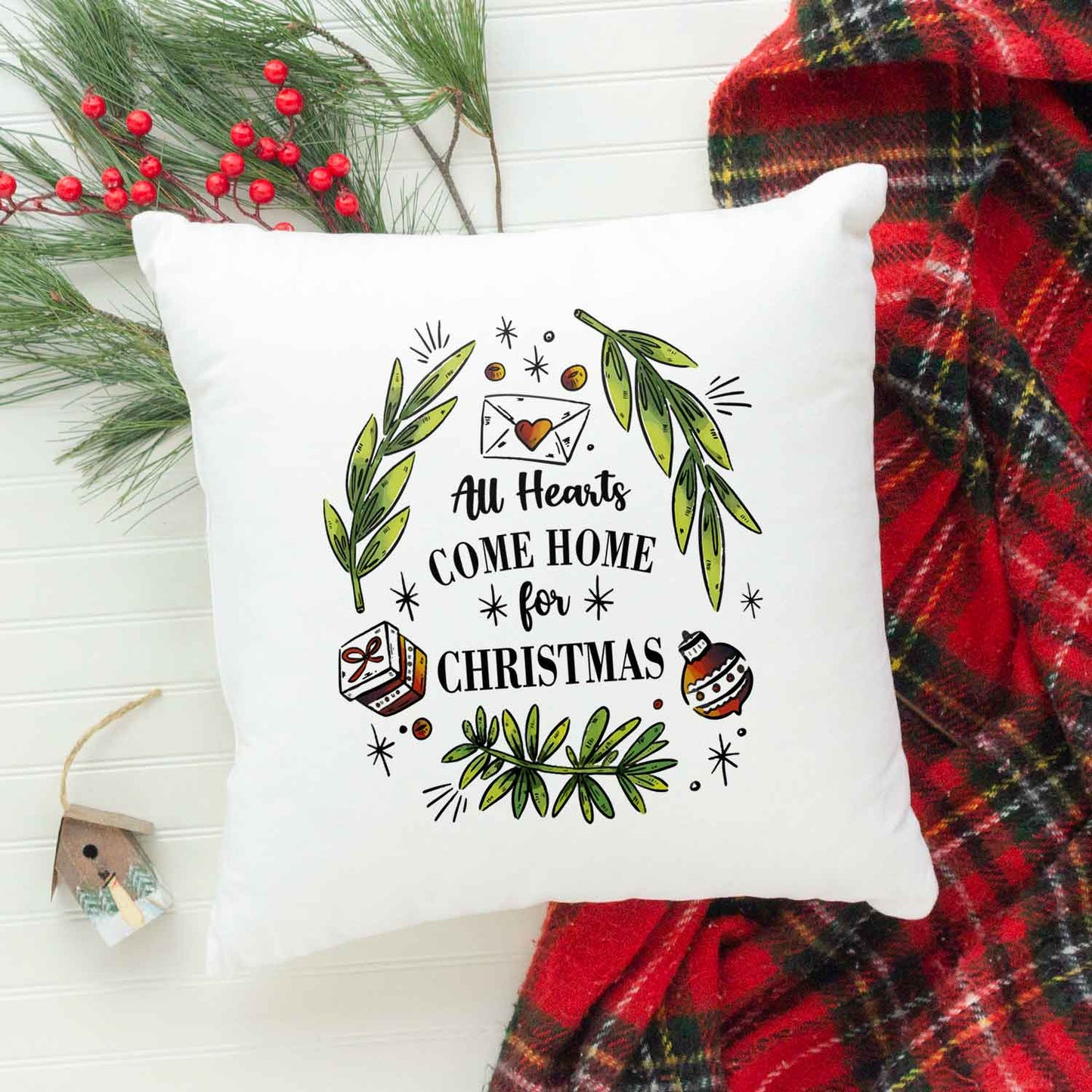 Kissen mit Weihnachtsmotiv - All Hearts come - Weihnachtsdeko - Geschenke für Frauen & Männer