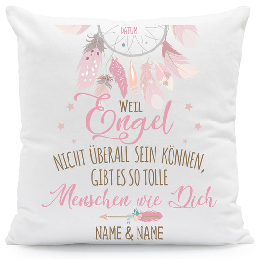 Bedrucktes Kissen mit Motiv Weil Engel nicht überall sein können