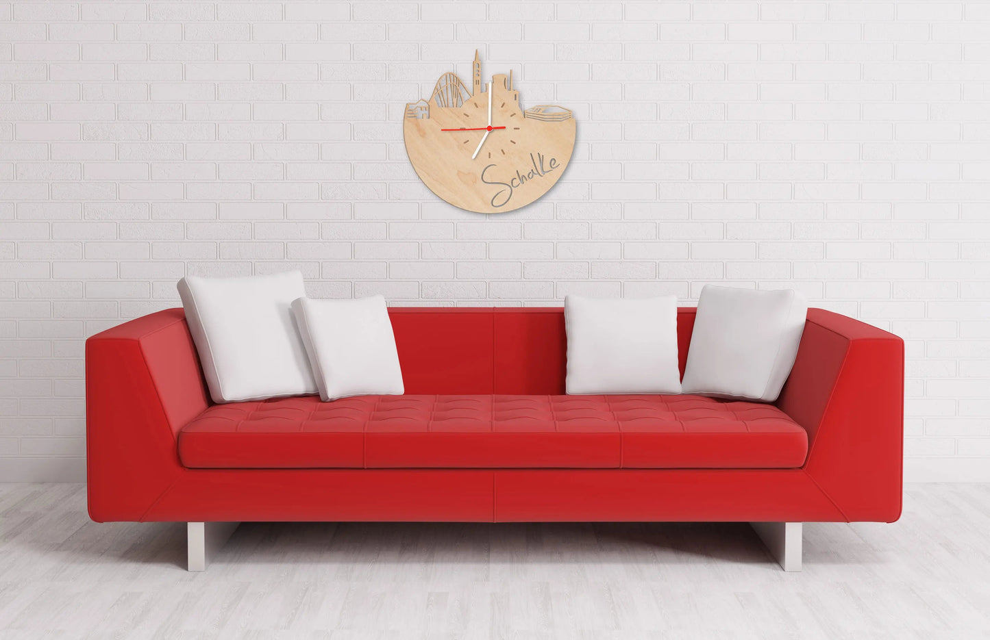 Wanduhr aus Holz Skyline Schalke