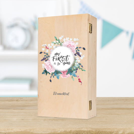 Bedruckte Holzkiste für Kinder - im My first Year Design