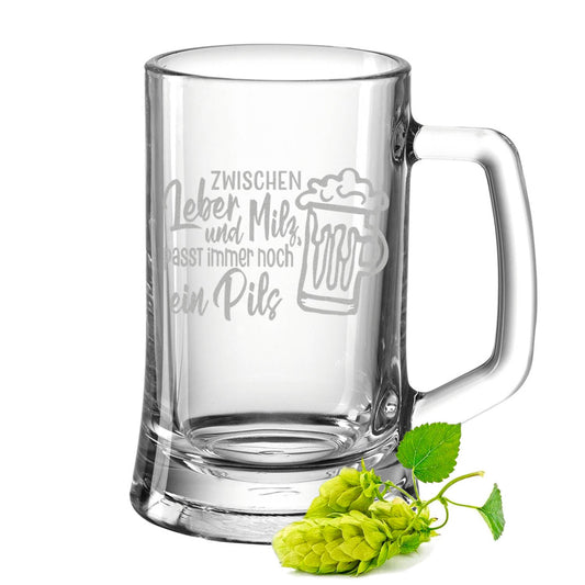 Montana Bierkrug mit Gravur "Zwischen Leber und Milz"