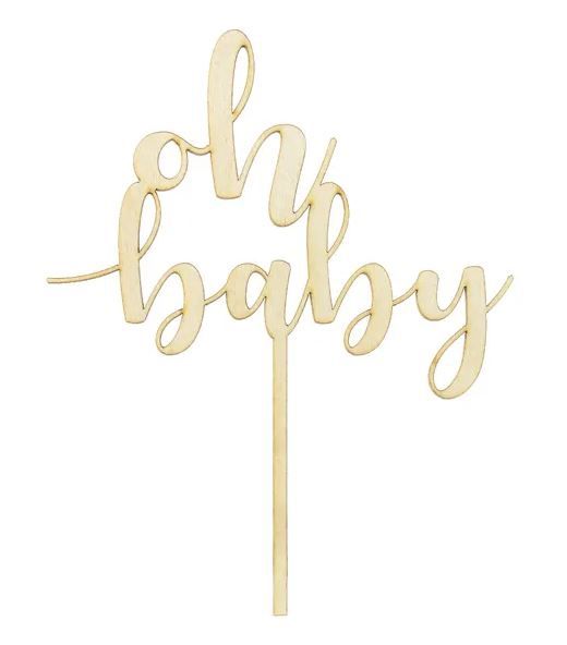 Cake-Topper „oh baby" aus Holz, 17 cm