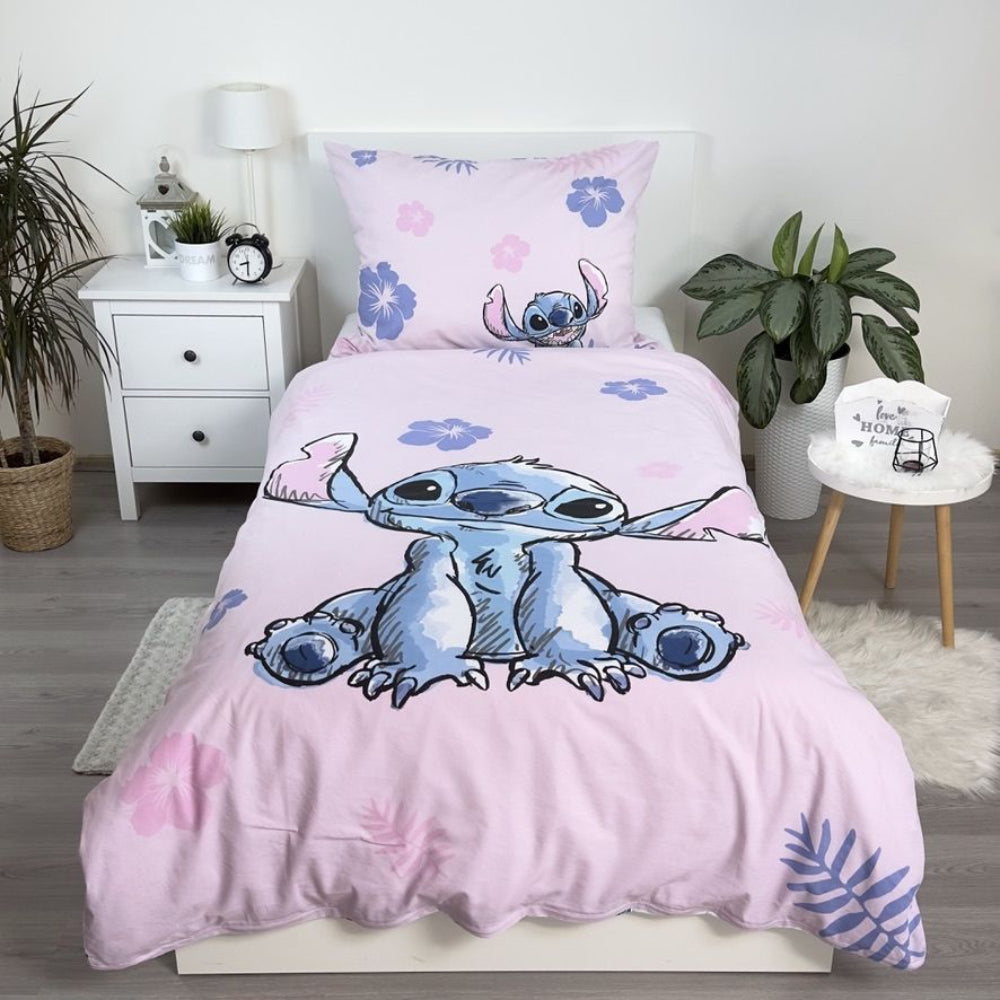 Lillo & Stitch Bettwäsche - 140x200 cm weiche Baumwolle Kissen und Decke