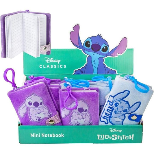 12 Stück Set Disney Lilo & Stitch – Mini-Plüsch-Notizbuch mit Clip (7 × 10 cm, sortiert im Display)