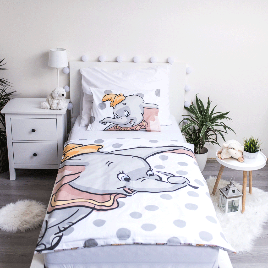 Dumbo Kinder-Bettwäsche Baby 100 x 135 cm - weiche Baumwolle