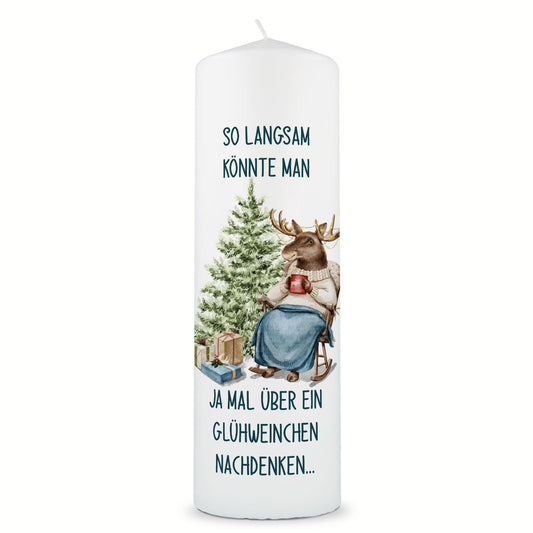 Große Kerze "Glühwein Elch" zu Weihnachten