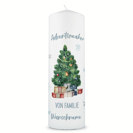 Große Kerze "Adventszauber" mit Namen zu Weihnachten