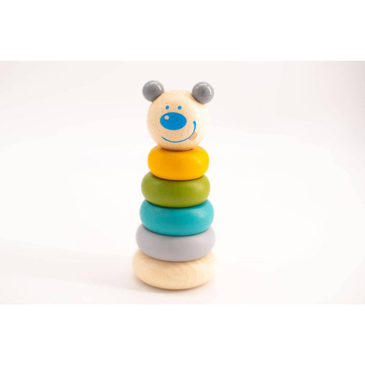 Spielzeug Stapel Bär Pastell Holzspielzeug aus Holz Turm in Buntem Holz Puzzle Maße ca. 13,5x5cm ab 1 Jahr, small foot