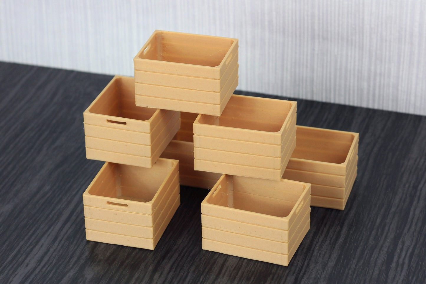 Dollhouse Miniature Fruit Crates: 1/12 or 1/18 Scale, Wood Fiber 3D Print