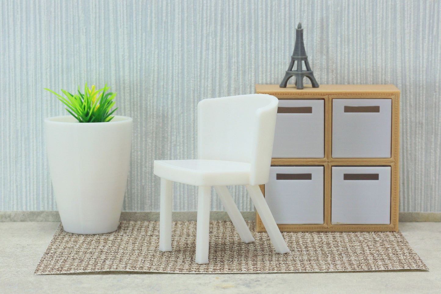 Modern Dollhouse Miniature Dining Chair - 1:12 Scale, 3D Printed