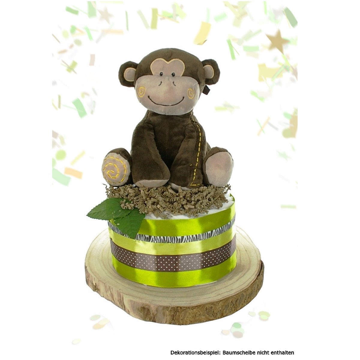 Windeltorte SAFARI mit Affen-Spieluhr - Geschenk zur Geburt