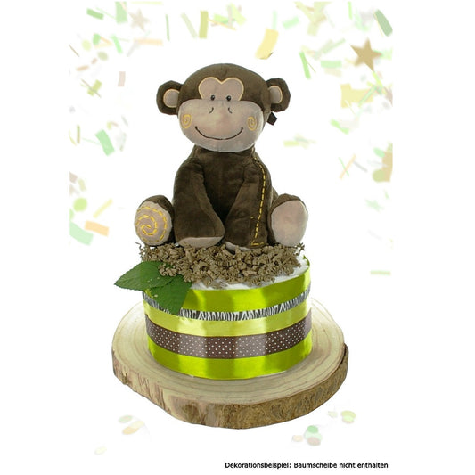 Windeltorte SAFARI mit Affen-Spieluhr - Geschenk zur Geburt