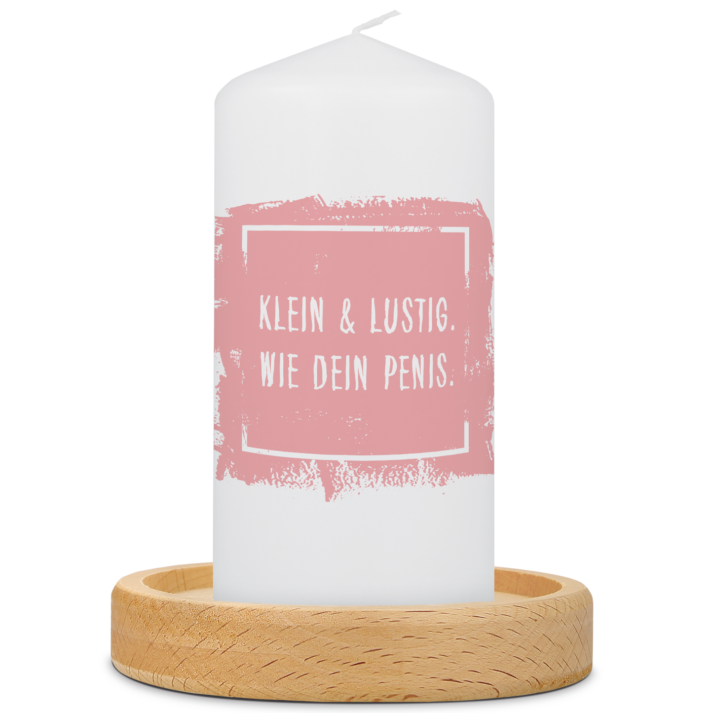 Kleine Kerze mit Spruch "Klein & Lustig"