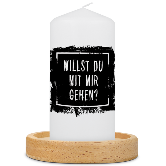 Kleine Kerze mit Spruch "Willst Du mit Mir gehen?"